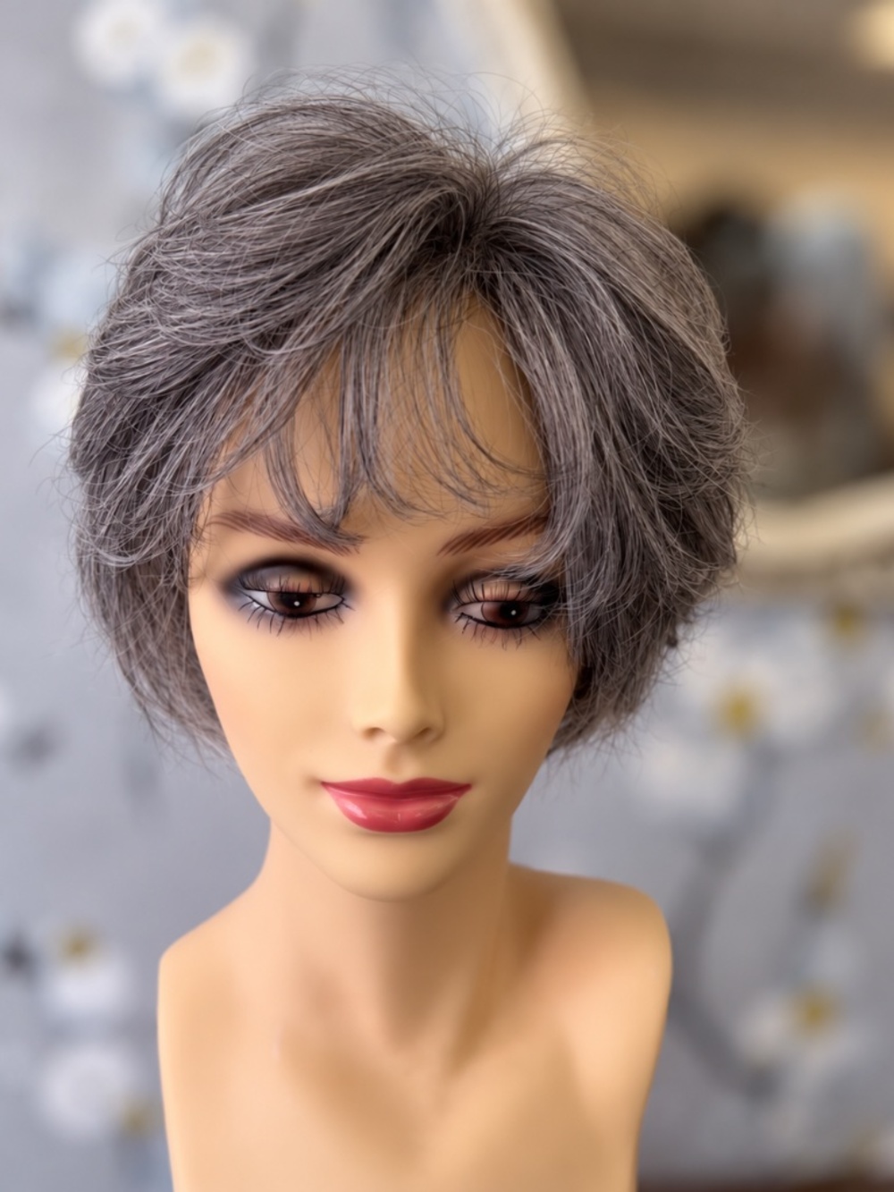 Gray Salt and Pepper Human Hair Topper -short hair